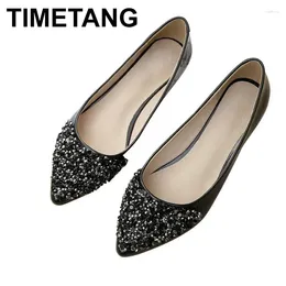 Casual Shoes TIMETANGSummer Ladies Flats Women Comfortable PointedToe Flat ShallowMouth Sequin FemaleCasual Woman Boat Shoe