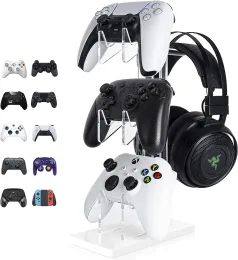 Racks Universal 3Layer Controller Holder and Headphone Holder, Game Accessories, Black, White, Transparent, PS5, PS4, Storage