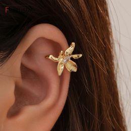 Earrings 14k Gold Plated Brass Clip On Ear Cuff Heart Earrings Flower Earrings For Women Jewellery Party Gift