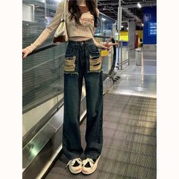 Frauen Jeans koreanischer Stil Baggy Jeans Shorts Blue Ripped Design Damen Sommer Y2K Vintage High Tailled Shorts Straight Mode Jeanshose Y240422