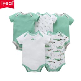 One-Pieces IYEAL 5PCS/lot Baby bodysuits Uniesx Newborn Baby Clothes 100% Cotton Toddler Clothing Set Infant bebe Baby Boy Girl Clothes