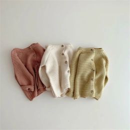 Sweaters Korean style 2022 Autumn baby boys girls Winter knitted solid Colour cardigans Infant kids cute long sleeve sweaters