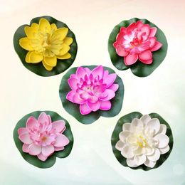 Decorative Flowers 5pcs Artificial Pond Lilies Fake Water Floating Lily Pool For Ponds