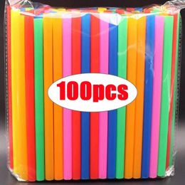 Disposable Cups Straws 100pcs Colorful Plastic Drinking Straw For Milk Tea Juice Cocktail Wedding Birthday Party Decor Supplies