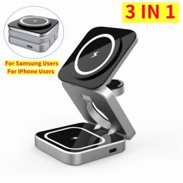 Chargers 3 In 1 Foldable Magnetic Wireless Charger Stand For iPhone 14 13 12 Samsung Fast Charging Dock Station For Apple Watch 8 Airpods