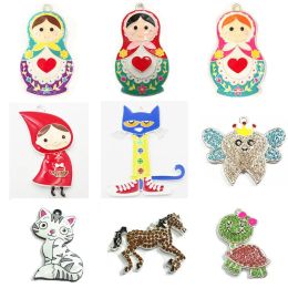 Necklaces ( Choose Style First ) Each Style 10pcs/bag Enamel/Rhinestone Crayon cat,Horse,Red Girl,Turtle Pendants For Necklace Making