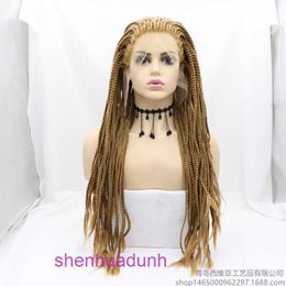 Sivia synthetic Fibre front lace thick braid golden dirty wig matte high-temperature silk headband