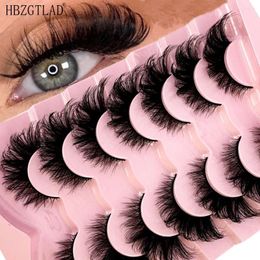 False Eyelashes 7pairs Cat-Eye 8D Mink Curled Winged Natural Realistic Messy End Eye Elongated Thick Soft Fake