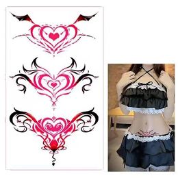 Tattoos Sexy Heart Design Temporary Tattoo Stickers Women Waterproof Fake Tattoo Art Sexy Simulation Navel Sticker Lipstick Chest Small