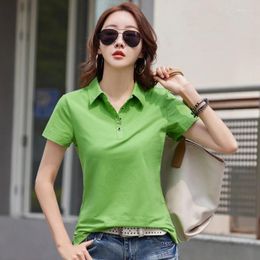 Women's Polos Summer In Polo Shirt Short Sleeve Cotton Plus Size Basic T- Women Button Casual Office Lady Formal Tops 2024