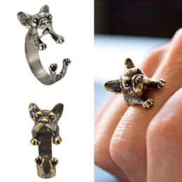 Bands Kinitial Animal Puggs Rings French Bulldog Ring Adjustable Rings for women Lovely Dog Owners Bijoux Fashion Pet Jewellery
