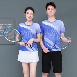 New Unisex Short Sleeved Breathable Badminton Set for Men and Women, Table Tennis Training Team Uniform, Group Purchase Printing