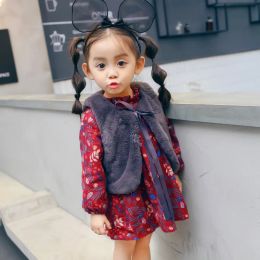 Sets 4 Colours Fall Winter Newborn Baby Girl's Clothes 2pcs Set 6 12 16 18 48 Months Vest + Long Sleeve Children Dress Infant Outfit