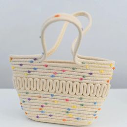 Storage Bags Hand Woven Bag Vegetable Picnic Women's Home Decoration Accessories Handmade Solid Color Beach Flower Basket