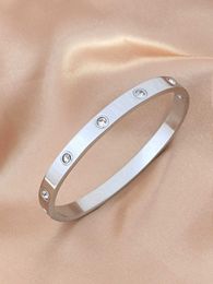 Designer Brand no Fading Fashion Versatile Carter Titanium Steel Full Diamond Bracelet for Women with Minimal Opening and Netting Red Same Style AB67