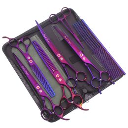 Scissors Purple Dragon 8 Inch Dog Grooming Scissors Thinning Shears Professional Cat Pet Scissors Hair Comb Cutting High Quality Z3015b