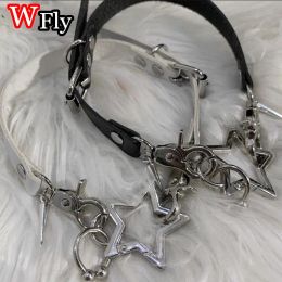 Necklaces Women's Y2K girl Harajuku Pentacle neck ornament subculture necklace Rivet metal Gothic choker