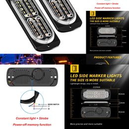 New New New 2pcs Led Warning Strobe Grille Flashing Truck Lamp Amber Traffic 12V 24V 20SMD Car Light Side Maker Lights