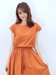 Party Dresses 2024 Spring Summer In Dress For Women Style Waist Retractable Solid Loose Oversize Cotton Linen Clothing