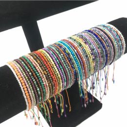 Strands Fashionable Natural Stone 23mm Multi Colour Crystal Agate Handwoven Adjustable Couple Bracelet Party Wedding Jewellery Gifts