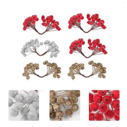 Decorative Flowers 6 Pcs Artificial Berries Fake Berry Christmas Mini Tree Adornment Party Flower Applique Ornament Decorate