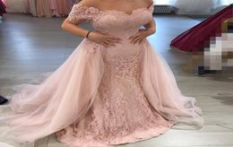 Plus Size Lace Mermaid Evening Dresses Off Shoulder Dark Red Champagne Lavender Silver Lilac Evening Gowns Sweep Train Zipper Up4896039