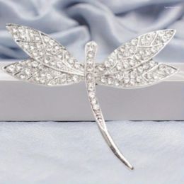 Brooches Elegant Simple Rhinestone Dragonfly Brooch Women's Suit Jacket Corsage Pin Silk Scarf Button