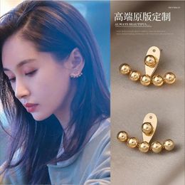 Stud Earrings Fashion Gold Colour Metal Personality Golden Peas Korean Simple For Women Wedding Jewellery