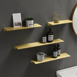 Racks 3050cm Brushed Gold Bathroom Storage Rack Aluminium Shampoo Cosmetics Shelves Kitchen Toilet Wall Mounted Shelf Home Accessories