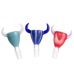 Colourful Horn Shape 14mm 18mm Male Glass Bowl Smoking Accessories For Glass Bong Water Pipe Dab Rig PT456