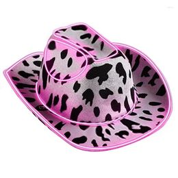 Berets LED Cow Pattern Cowboy Hat Wedding Cowgirl Seaside With Light-up Decors Western Elegant Dress Accessory