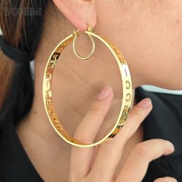 Earrings DOREMI Hollow Name Letters Custom Name Earring Hoop U Shape Clip Exaggerated Big Earring Hypoallergenic Stainless Steel Earring