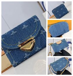 Ladies Fashion Casual Designer Wallet Denim Wallet Luxury Zipper Wallet Coin Purse Tri-fold Wallet Key Bag Credit Card Holder Denim Clutch With Box Wholesale