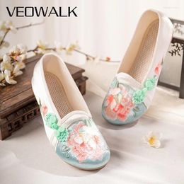 Casual Shoes Veowalk Tiny Luky Knot Women Satin Cotton Embroidered Slip On Ballet Flats Soft Light Comfortable Walking Pink Green Red