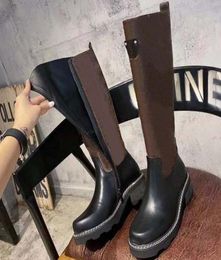 2021 Designer Shoes women boots Fashion Colour matching round head women long Boots female martin casual wild nonslip leather1584147