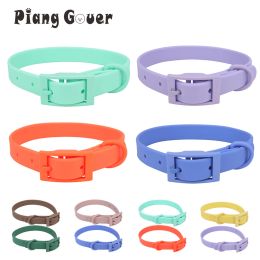 Collars Cat Dog Collar Adjustable PVC Waterproof Collar Pet Products for Small Medium Large Dogs Imitation Silicone