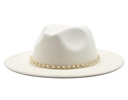 Wide Brim Hats Fashion 18 Colours Men Women Wool Felt Hat Formal Party Jazz Trilby Fedora Tassel Yellow White Pink Panama Cap17040045