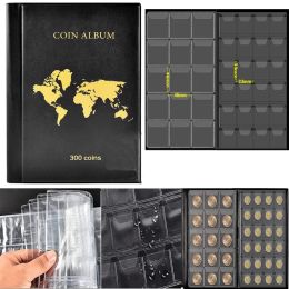 Albums 300 Lattice Coin Leather Storage Book Size Lattice Badge Copper Coin Vertical Waterproof Durable PVC Collection Book