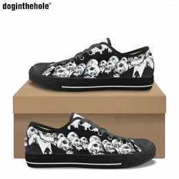 Casual Shoes Doginthehole Gothic Style Women Summer Flat Classic Low Top Canvas Teen Girls Skull Print Vulcanized Sneakers