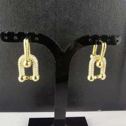 Designer trend TIFFs new U-shaped diamond inlaid ring buckle Earrings removable personalized high-quality feeling