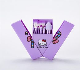 New arrival Kitty Makeup Brush 8 pieces Professional Makeup Brushes set Kit Pink purple blue fast 7131273