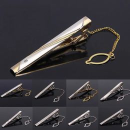 Clips New Silvery Tie Clip For Men Classic Metre Tie Clips Alloy Tie Bar Quality Enamel Tie Collar Pin Crystal Business Corbata