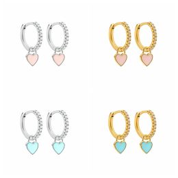 Earrings Aide Silver Colour Hoop Earrings With Cute Candy Neon Colour Enamel Heart Charm Drop Earring Gold Colour For Girls Party Jewellery