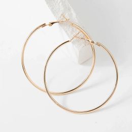 Earrings 4080mm Exaggerated Big Smooth Circle Hoop Earrings for Women Aros Simple Round Loop Ear Wedding Jewellery Brincos Cool Gift