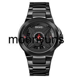 skmei watch SKMEI Japanese Movement Men Quartz Wristwatch Creative Dial Clock Stainless Steel Black Strap Life Waterproof Mens Watch 16992804 high quality