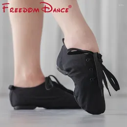 Dance Shoes Cloth Leather Women's Ballet Jazz Lace Up Soft Sport Sneakers Gymnastics Fitness Size 31-45 Wholesale