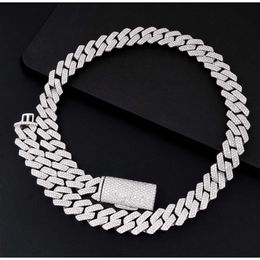 Qianjian Iced Out Hip Hop Gold Plated Moissanite Diamond 8mm 925 Silver Cuban Link Chain
