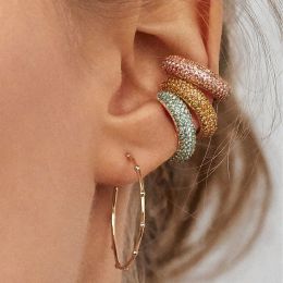 Earrings Bohemian Not Pierced Ear CZ Cuff Earrings Cubic Zirconia Round Clip Earring Rhinestone Fashion Women Party Jewellery Stud Earrings