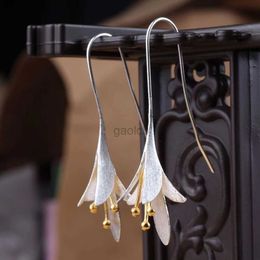 Dangle Chandelier Huitan Creative Two Tone Flower Shaped Womens Earrings Hip Hop Party Anniversary Love Gift Delicate Dangle Earrings for Female d240323