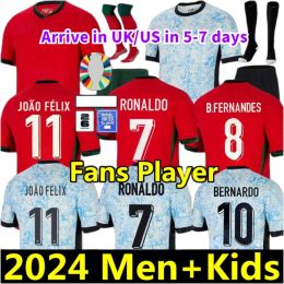 2024 Euro Cup Portuguesa Portugal Soccer Jerseys RONALDO JOAO FELIX PEPE BERMARDO B.FERNANDES Camisa De Futebol 24 25 J.MOUTINHO Football Shirt Men Kids Kit 6688